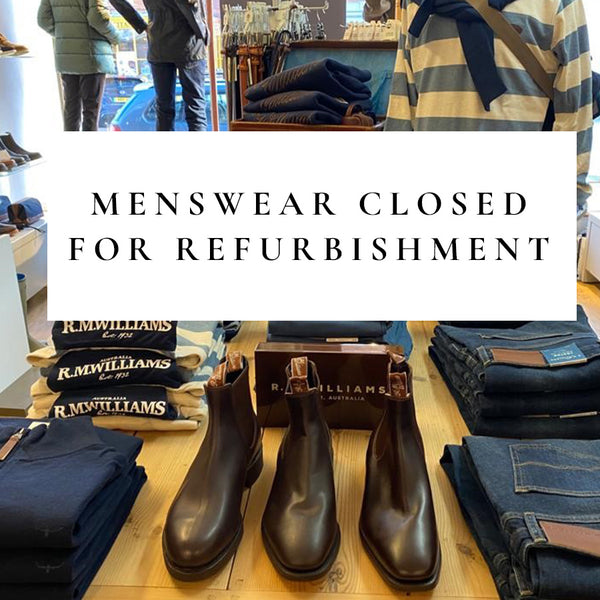 Menswear closed in Aldeburgh until 3rd Feb.