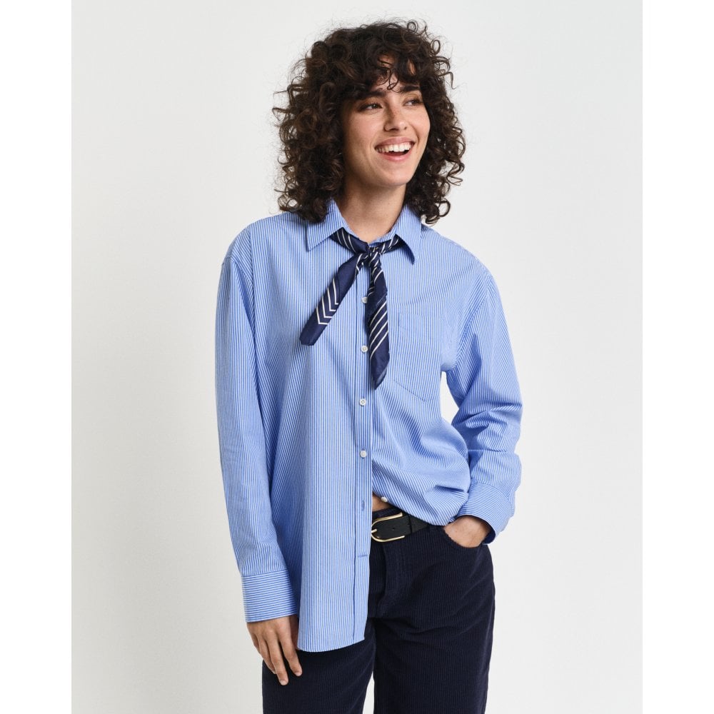 Relaxed Fit Striped Poplin Shirt