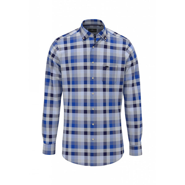 Blue Poplin Checks Shirt