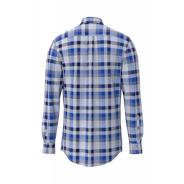 Blue Poplin Checks Shirt