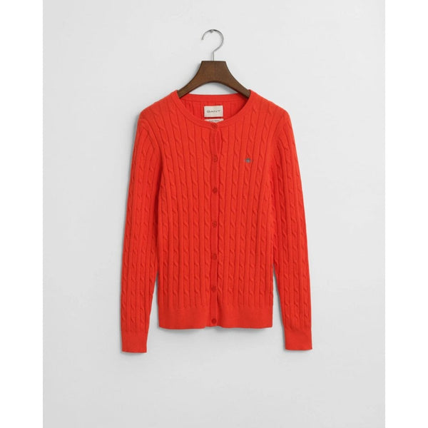 Stretch Cotton Cable Knit Cardigan
