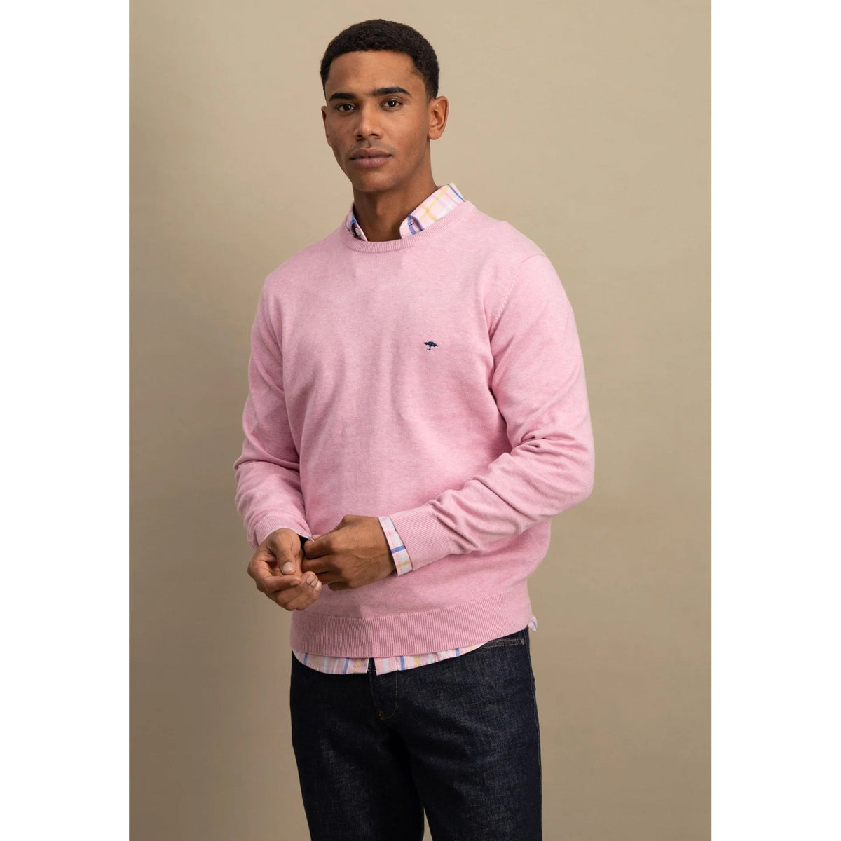 Superfine Cotton O-Neck Sweater