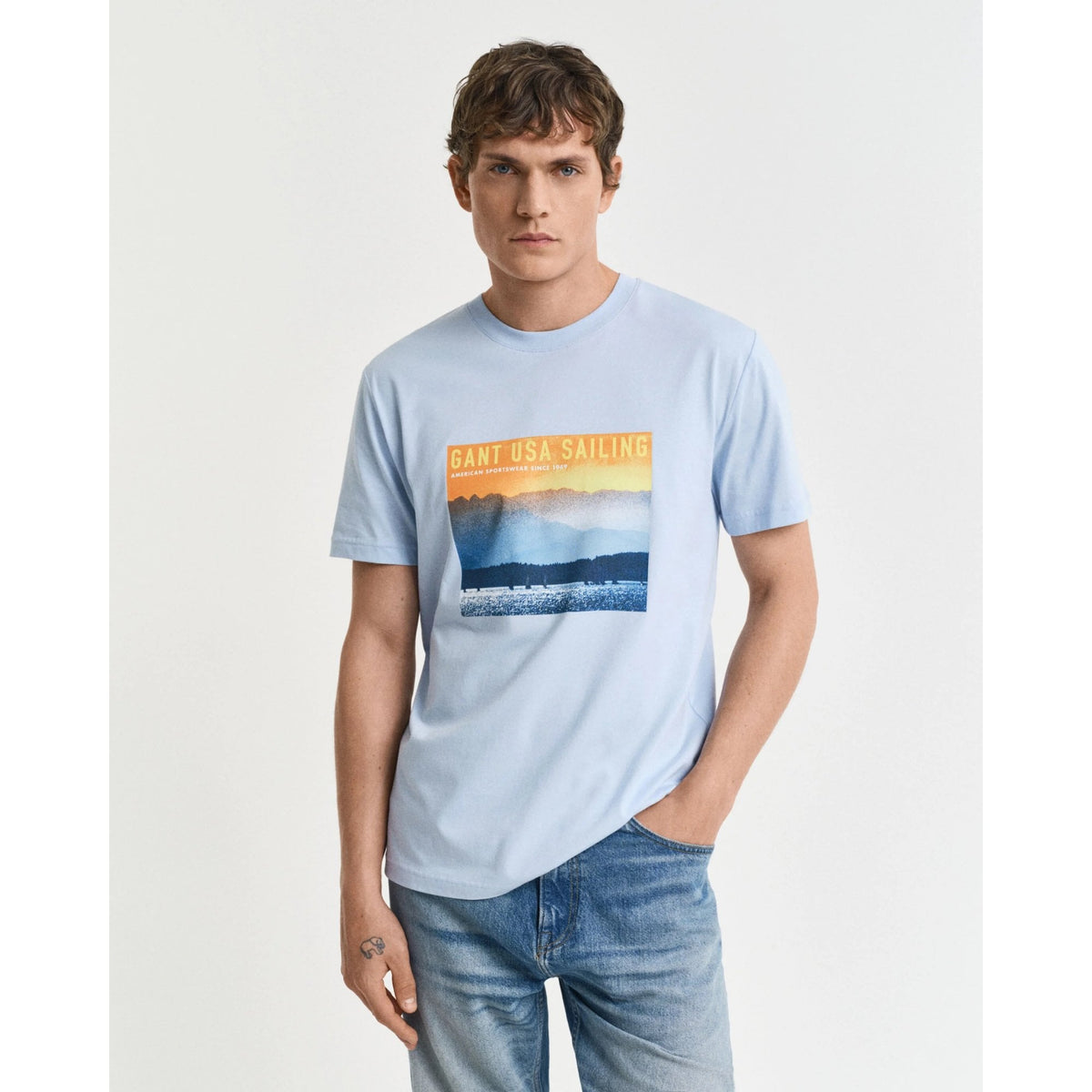 USA Sailing Print Graphic T-Shirt