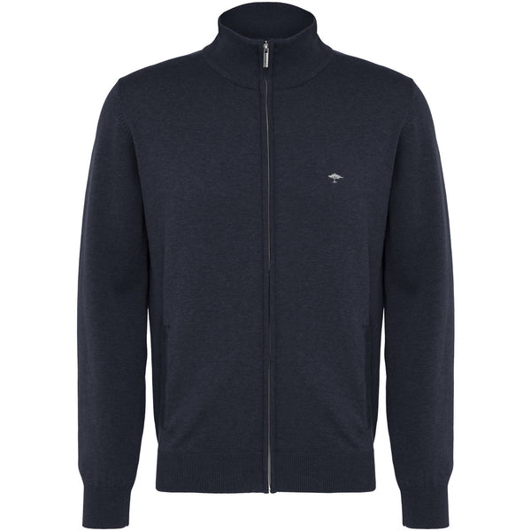 Zip Cotton cardigan With Stand-up Collar