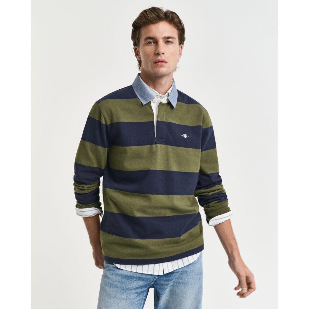 Chambray Collar Striped Heavy Rugger