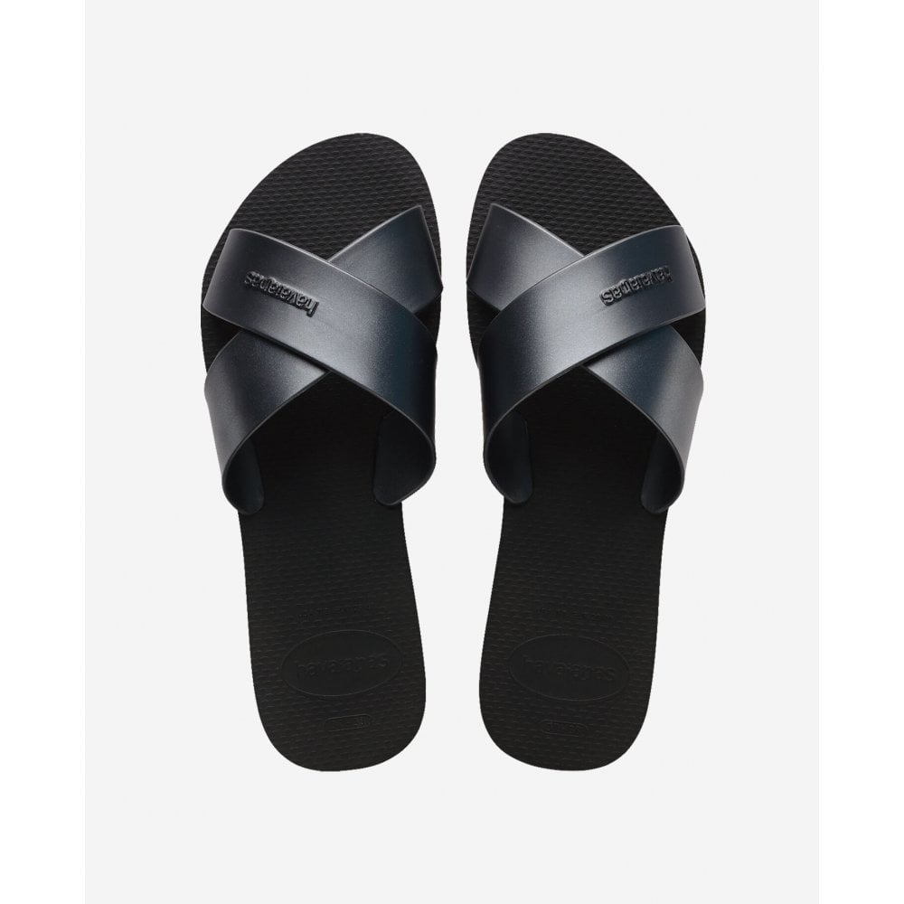 Aqua Metallic Slide Sandals
