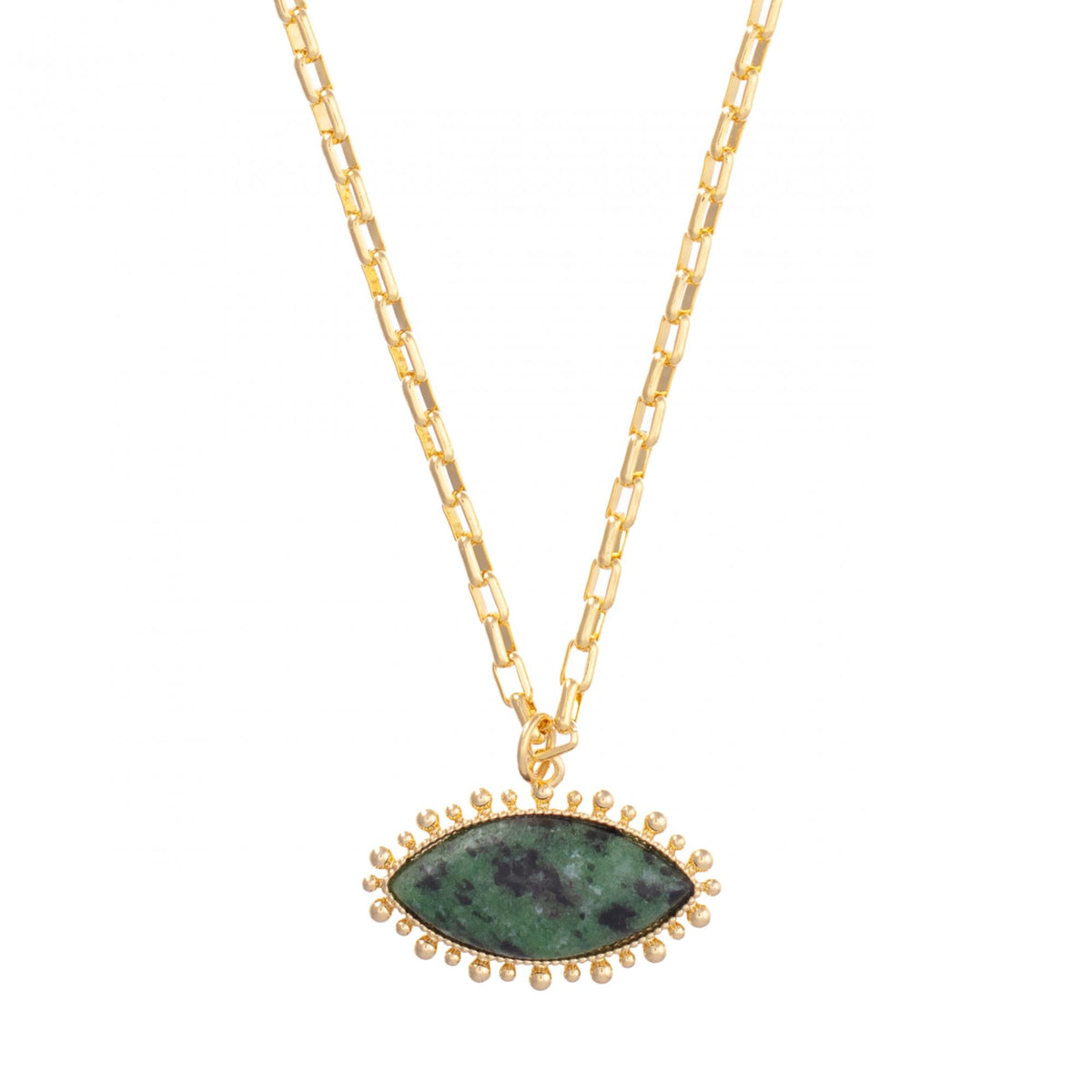 Autumn Jasper Eye Pendant Necklace