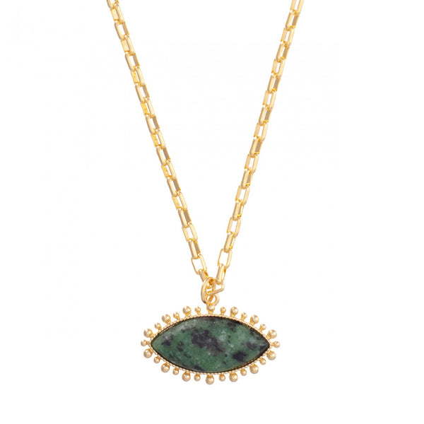 Autumn Jasper Eye Pendant Necklace