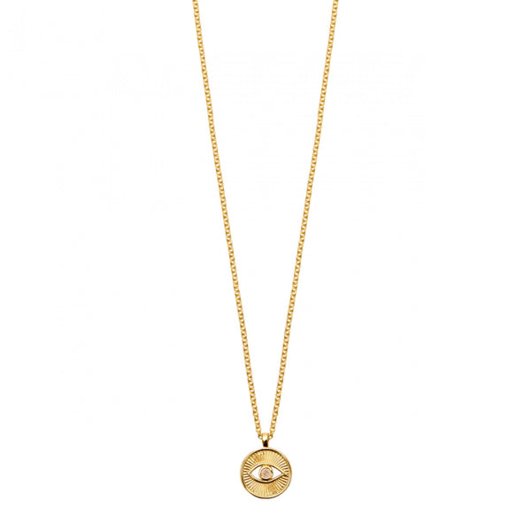 Evil Eye Disc Pendant Necklace