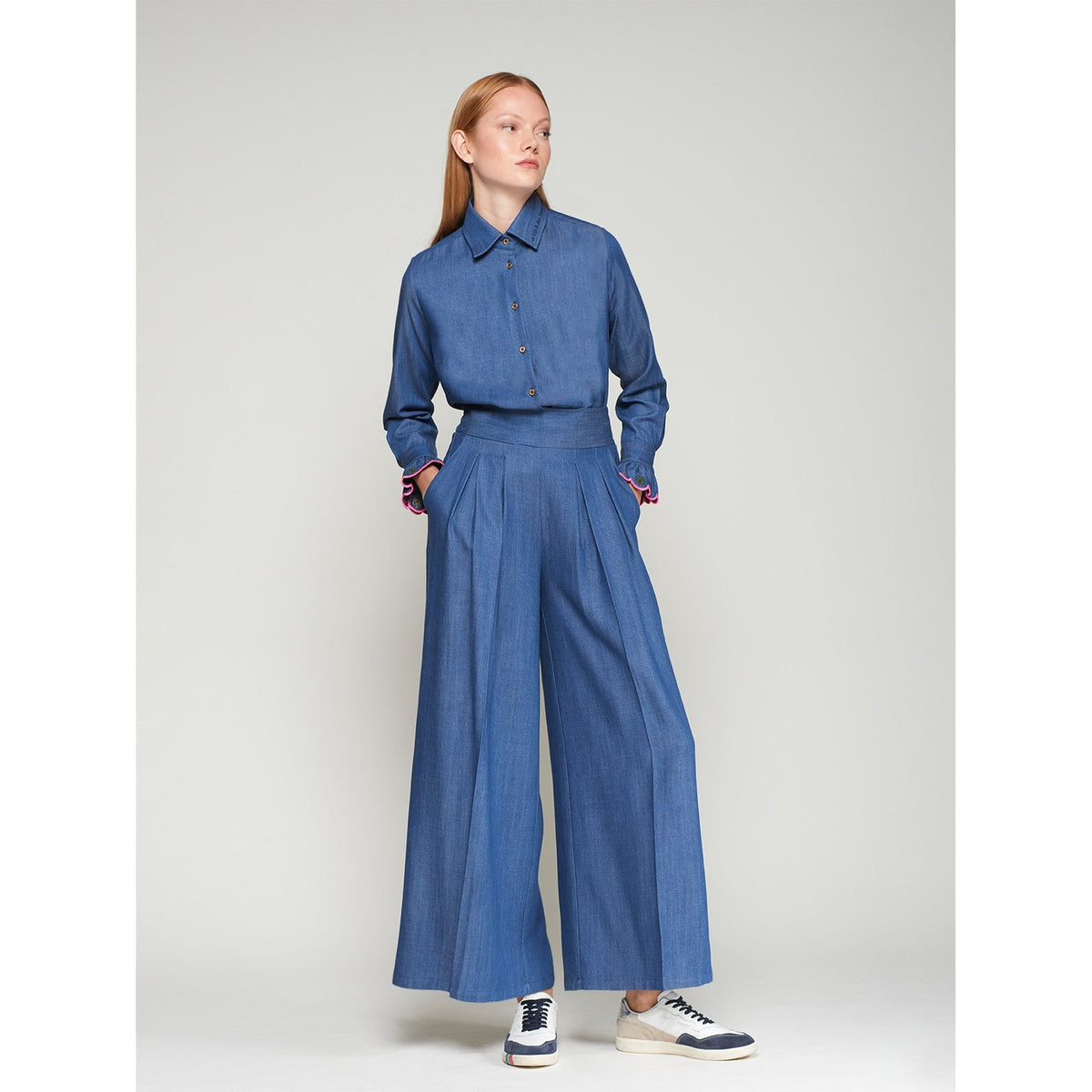 Wide Leg Denim Trouser