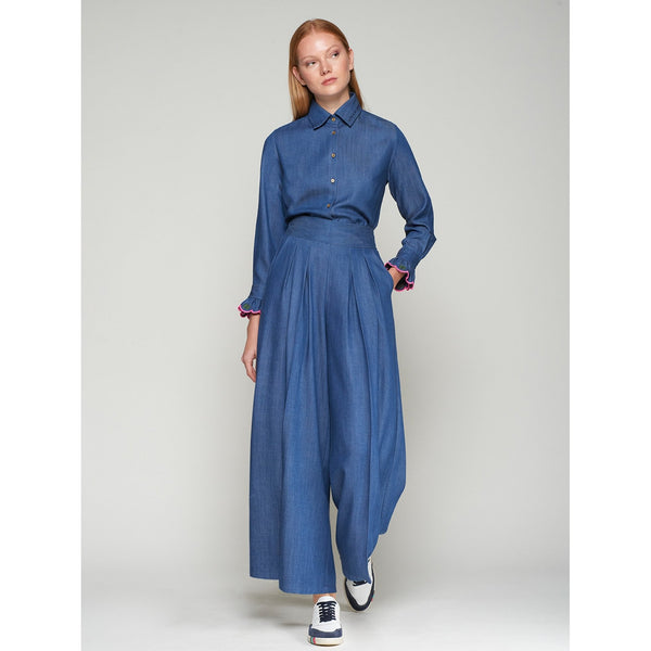 Wide Leg Denim Trouser