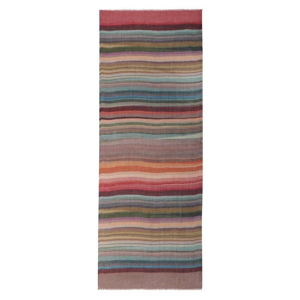 Warm Stripe Wool & Silk Scarf