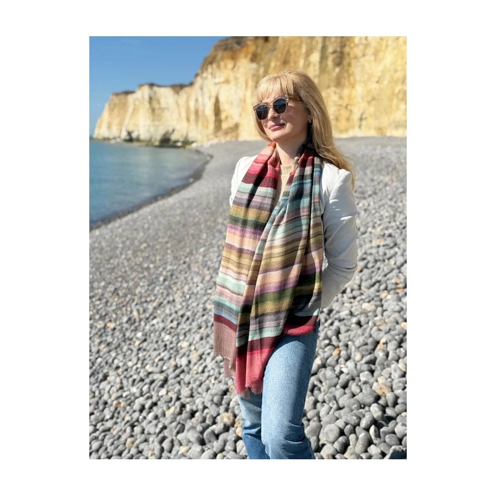 Warm Stripe Wool & Silk Scarf