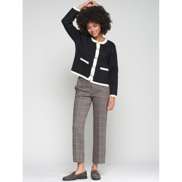 Straight Leg Houndstooth Knit Trouser