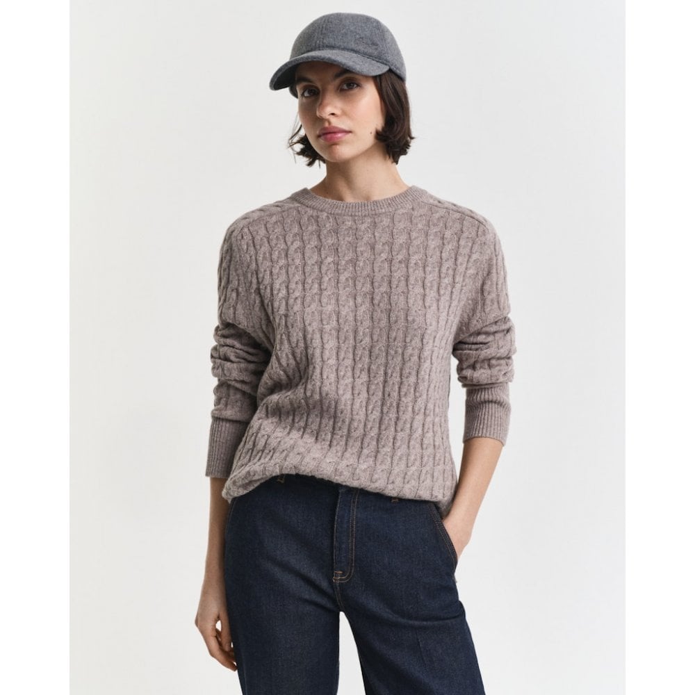 Wool Cable Knit Crew Neck