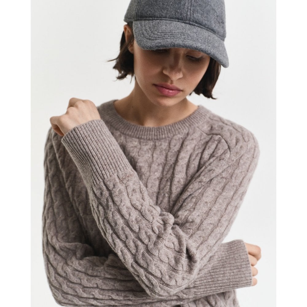 Wool Cable Knit Crew Neck