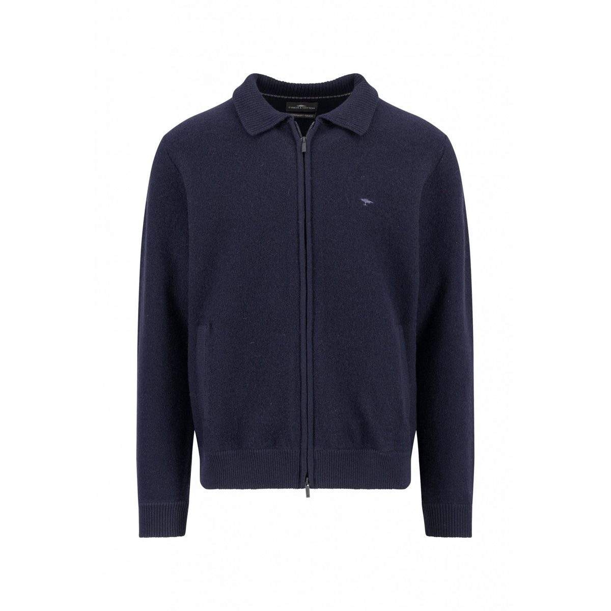 Boiled Wool Polo Collar Cardigan