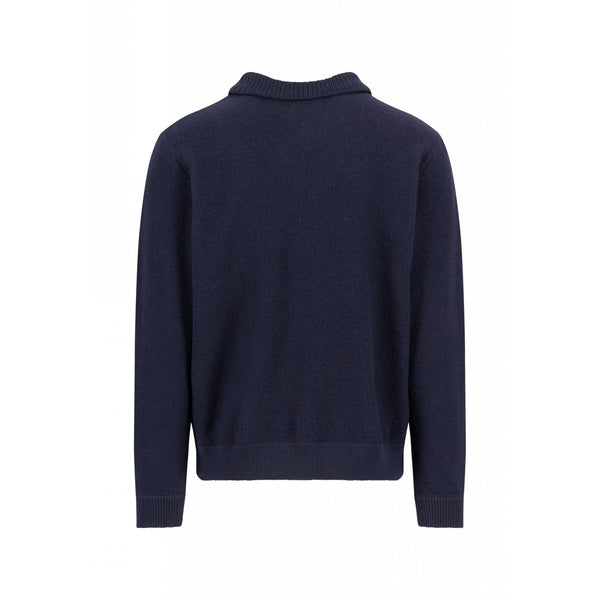 Boiled Wool Polo Collar Cardigan