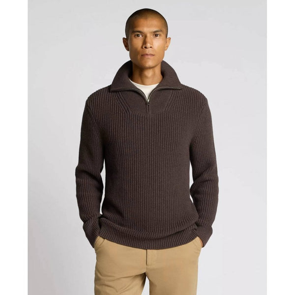 Cotton Funnel Neck Knit Sweater