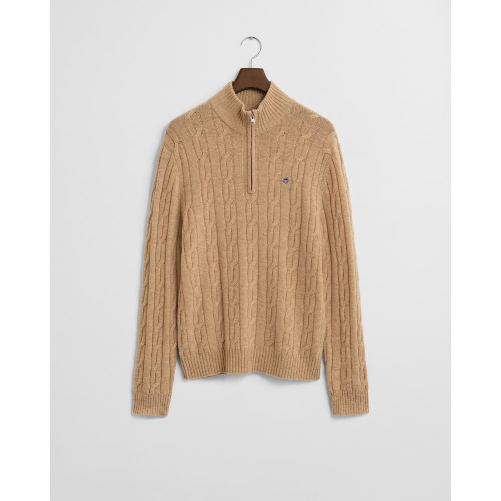 Lambswool Cable Knit Half-Zip Sweater