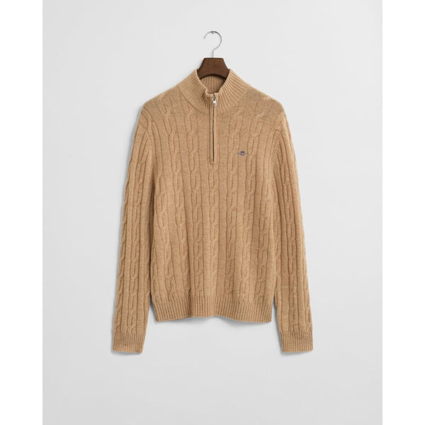 Lambswool Cable Knit Half-Zip Sweater