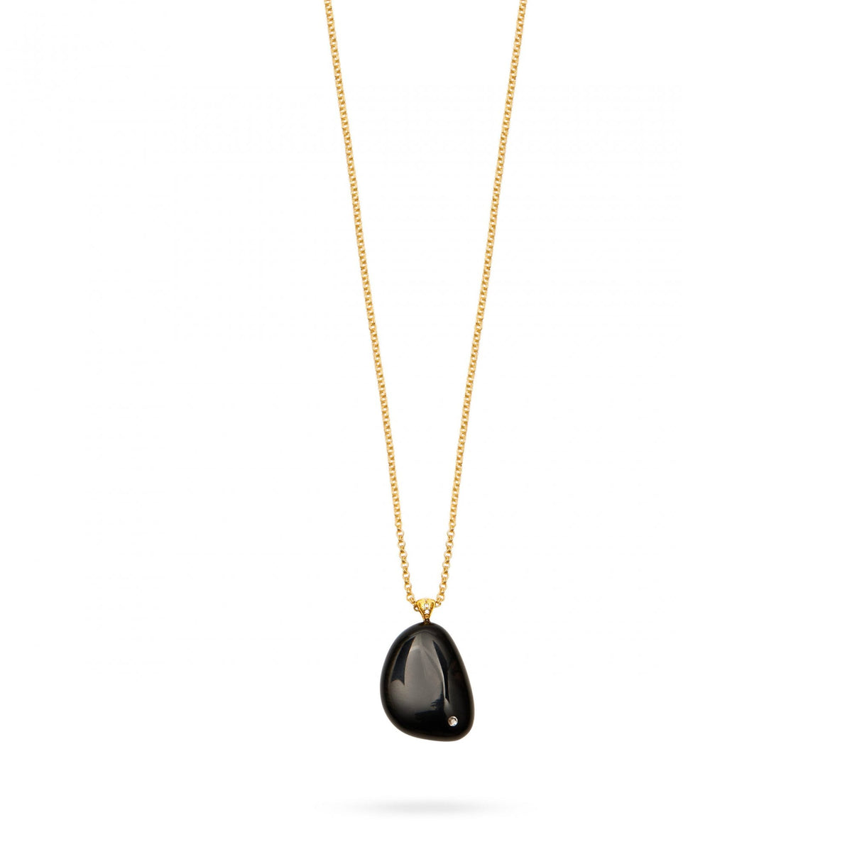 Rock Stone Pendant Necklace- Black Agate
