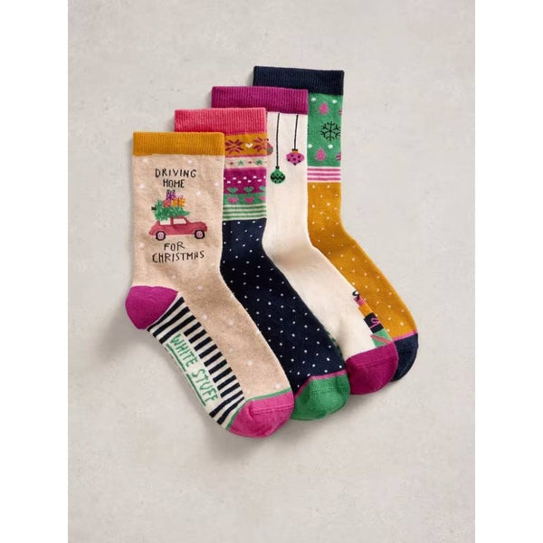 4 Pack Christmas Ankle Socks