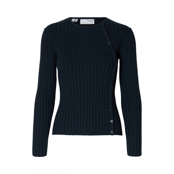 Helen Knit Button O-Neck Top