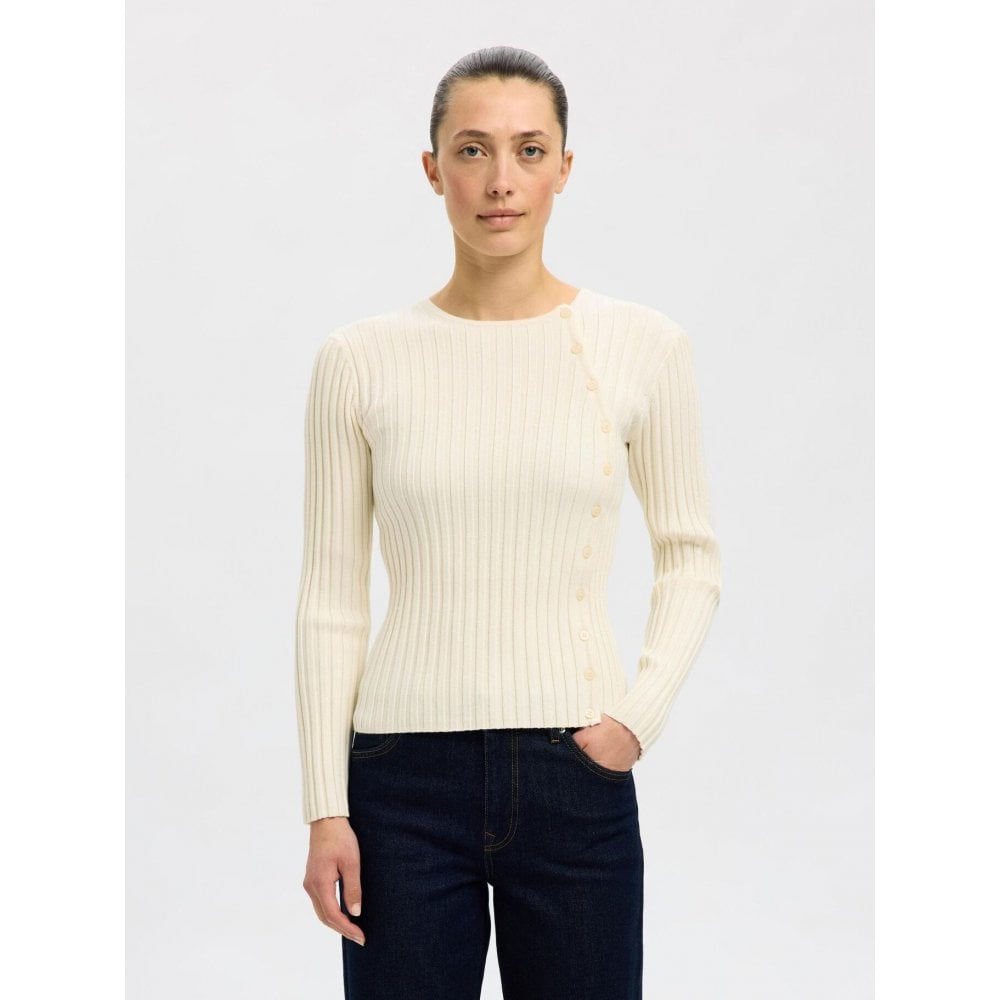 Helen Knit Button O-Neck Top