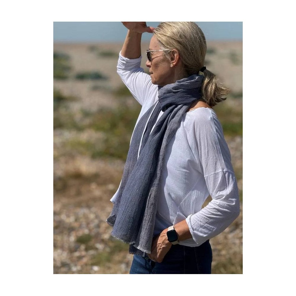 Jack Too Cotton Denim Stripe Scarf