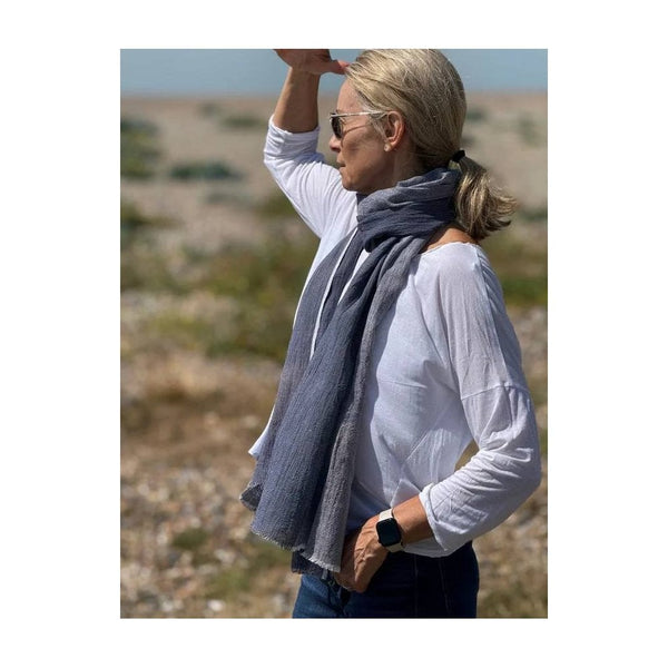 Jack Too Cotton Denim Stripe Scarf
