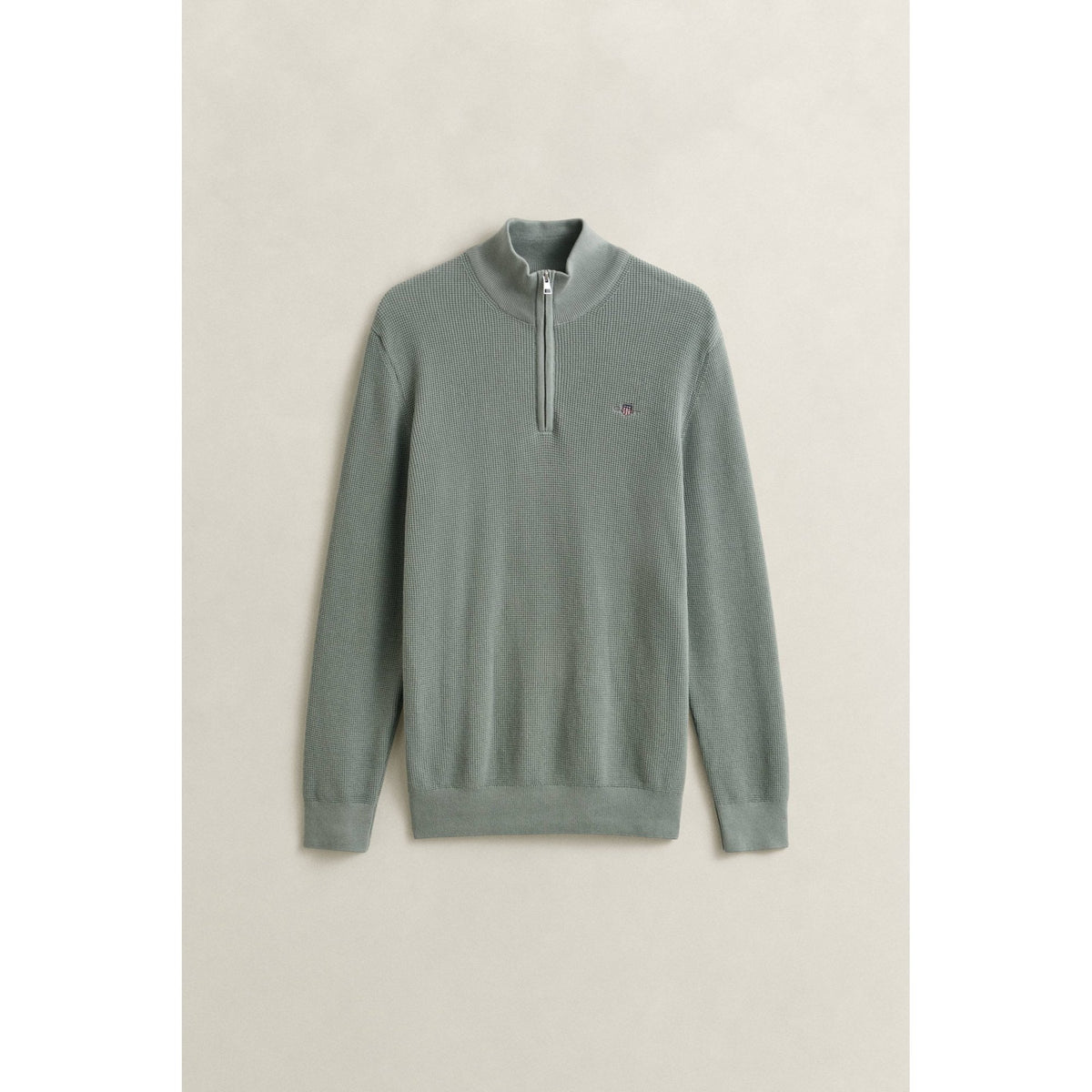 Textured Cotton Half-Zip Sweater