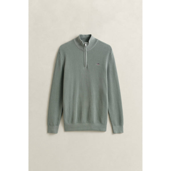Textured Cotton Half-Zip Sweater