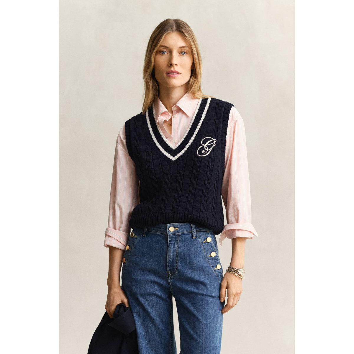 Cotton Cable Knit Vest