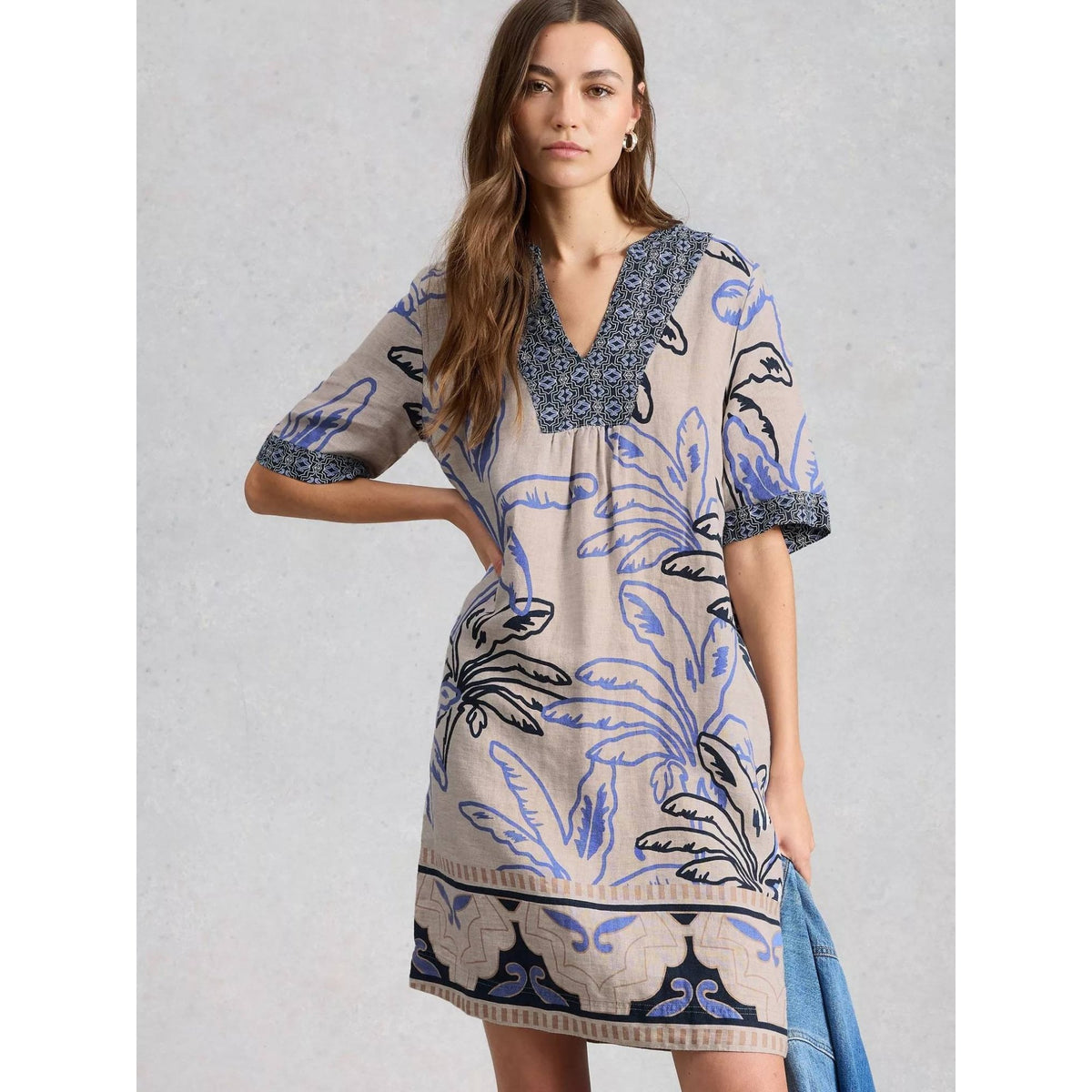 Ash Notch Neck Linen Dress