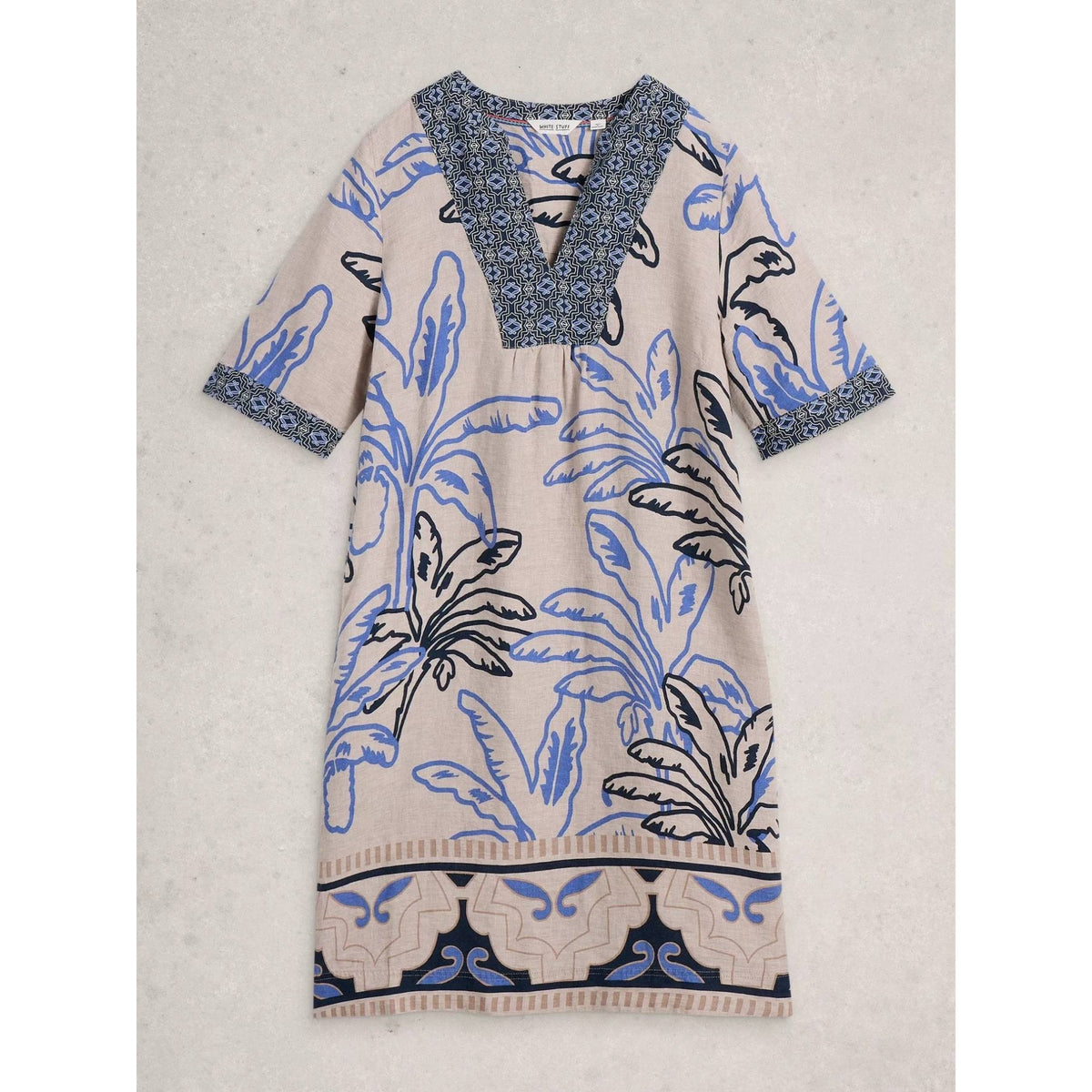 Ash Notch Neck Linen Dress
