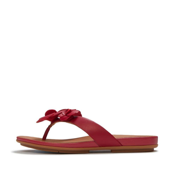 GRACIE Flower Leather Flip-Flops