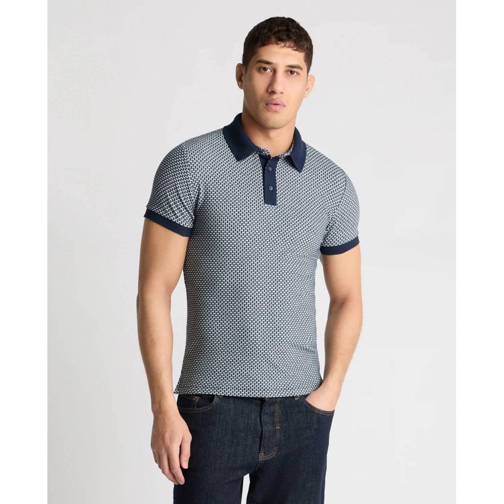 Weave Design Stretch Polo Shirt