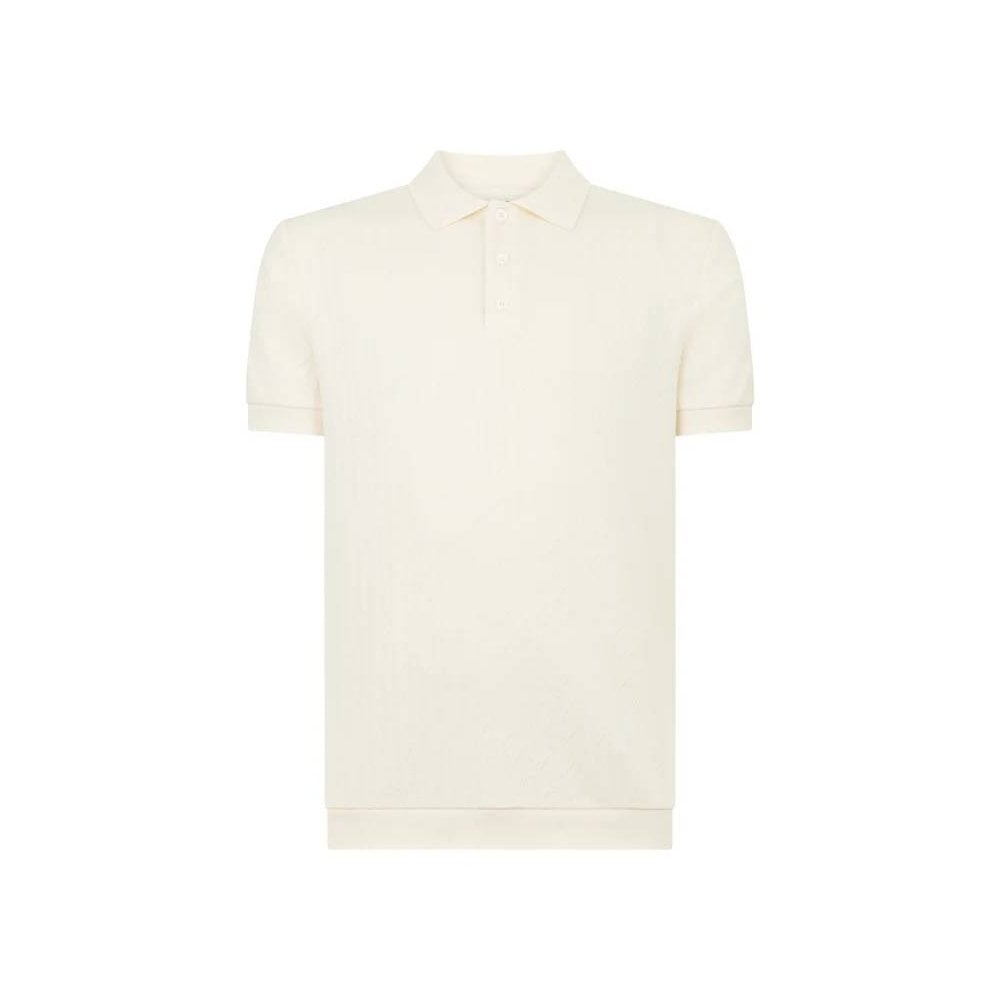 Cable Patterned Cotton Polo Shirt