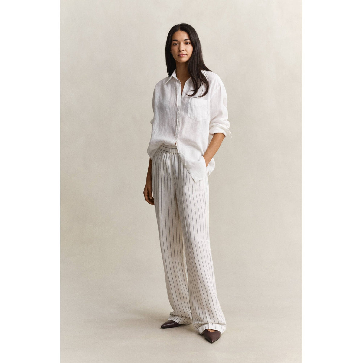 Striped Linen Blend Pants