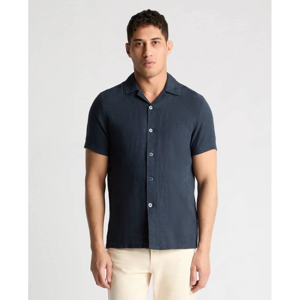 Tapered Fit Short Sleeve Linen Shirt