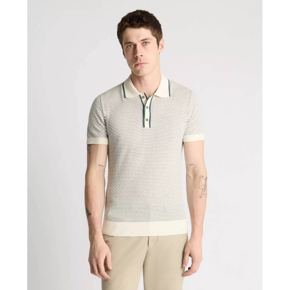 Wave Print Knit Polo