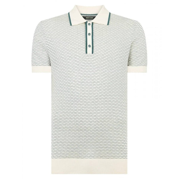 Wave Print Knit Polo