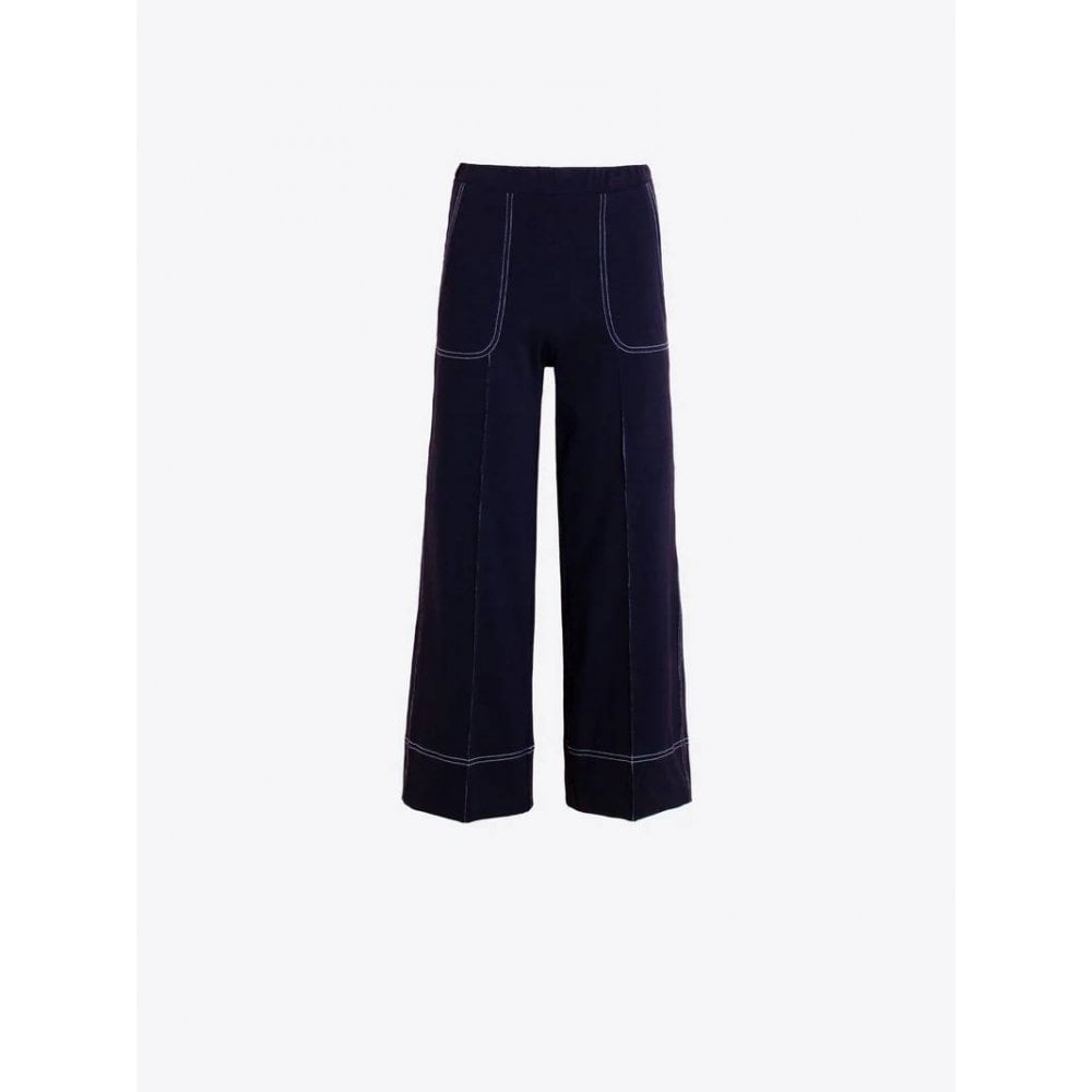 Wide Leg Navy Trousers