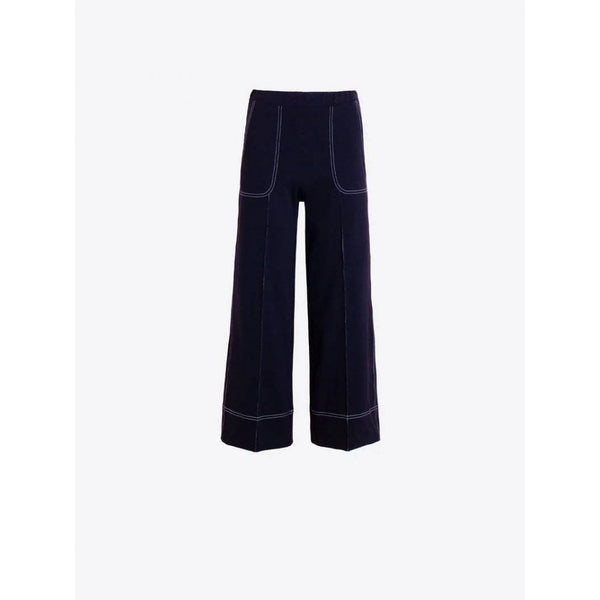 Wide Leg Navy Trousers