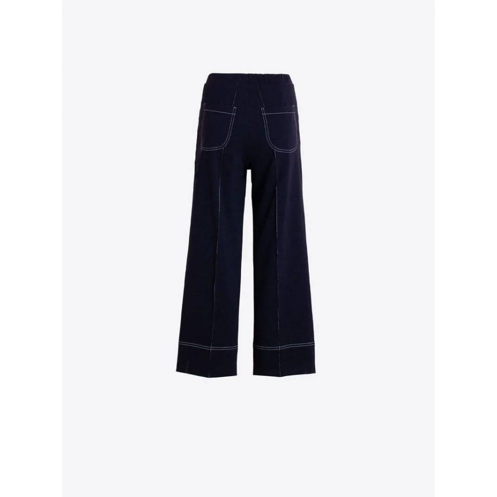 Wide Leg Navy Trousers