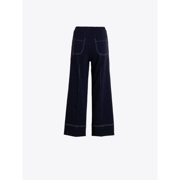 Wide Leg Navy Trousers