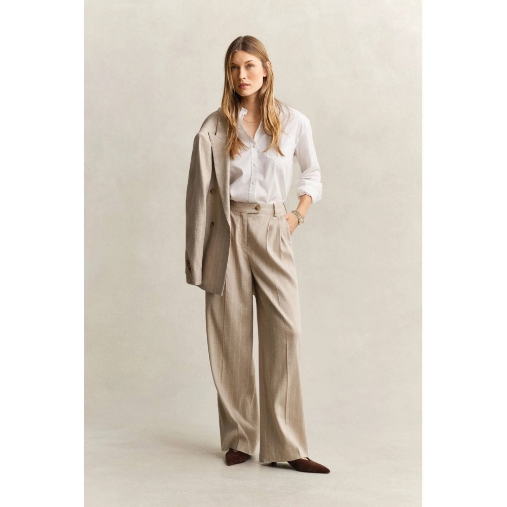 Pinstripe Linen Blend Trousers