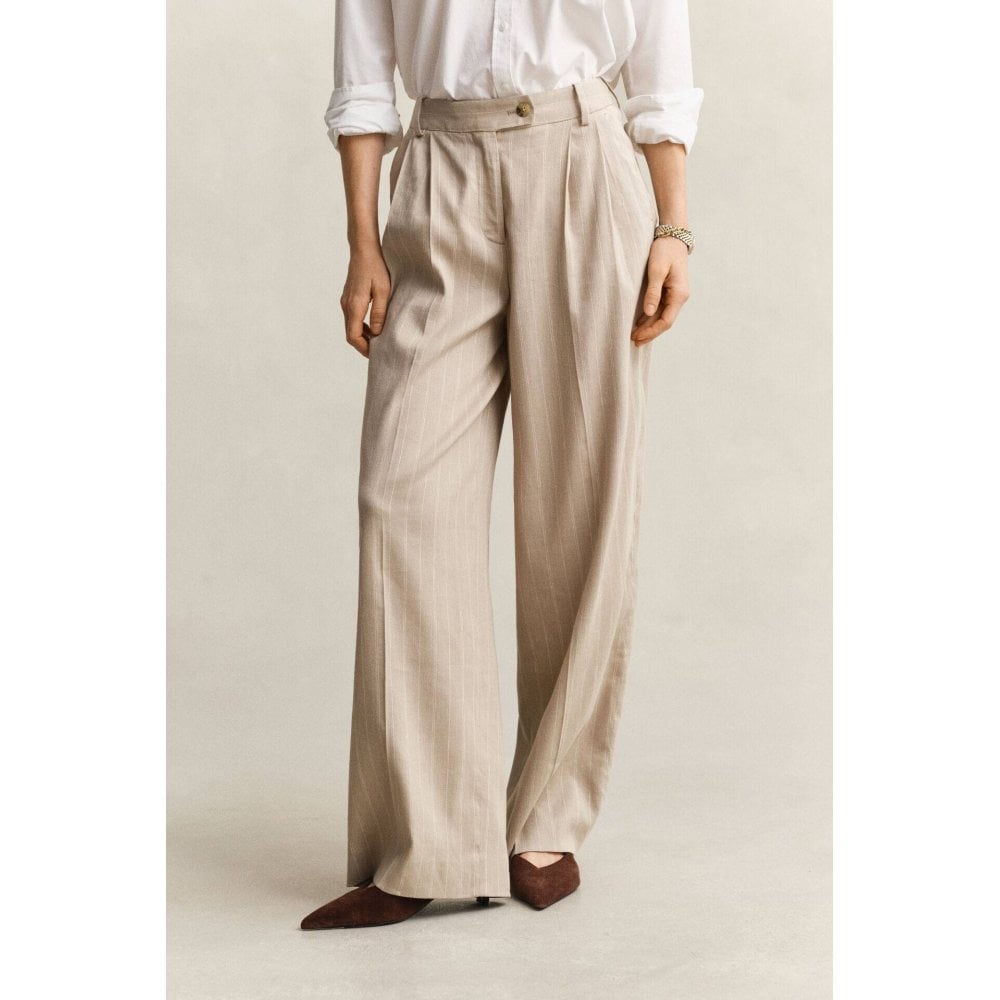 Pinstripe Linen Blend Trousers