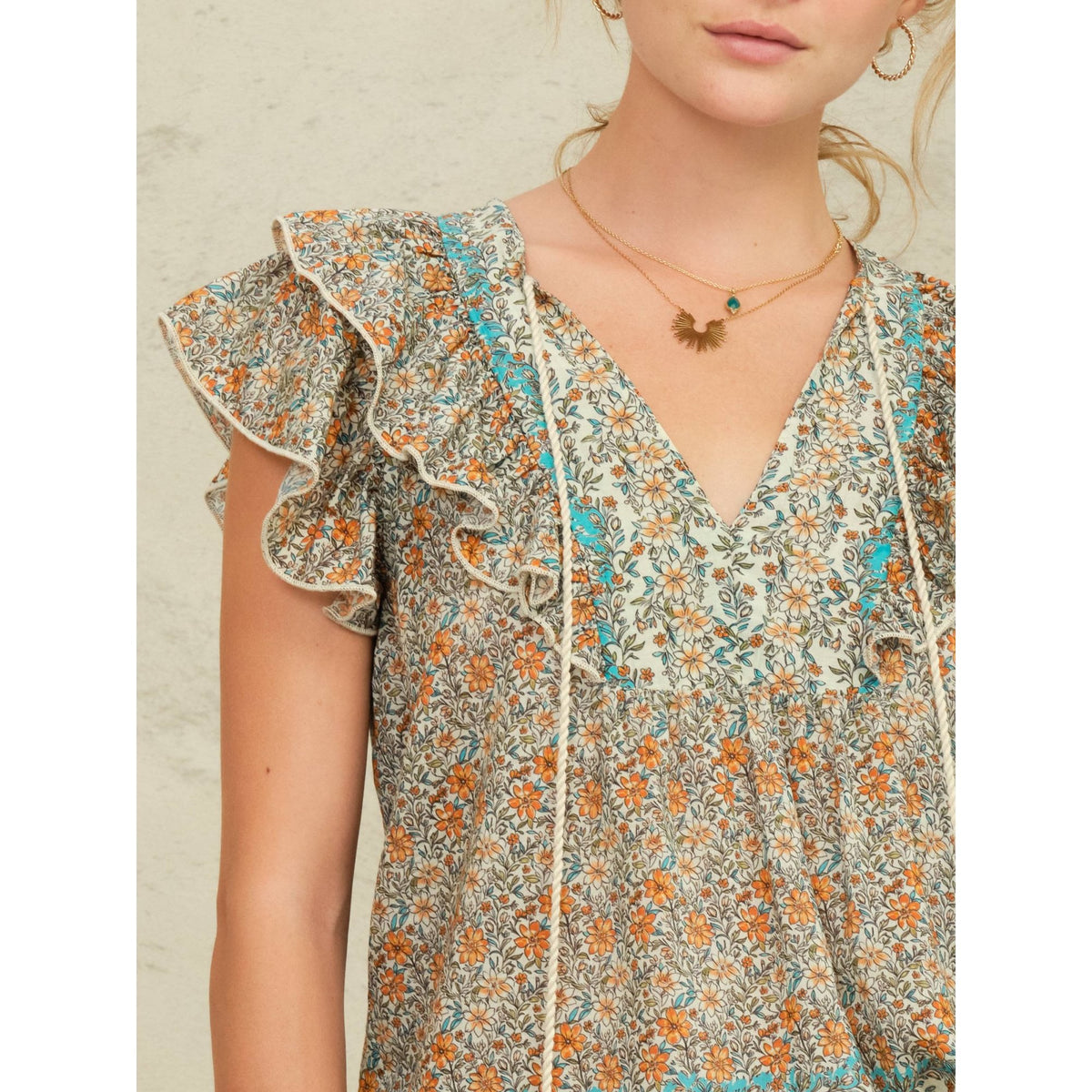 Jaci Print Frill Top